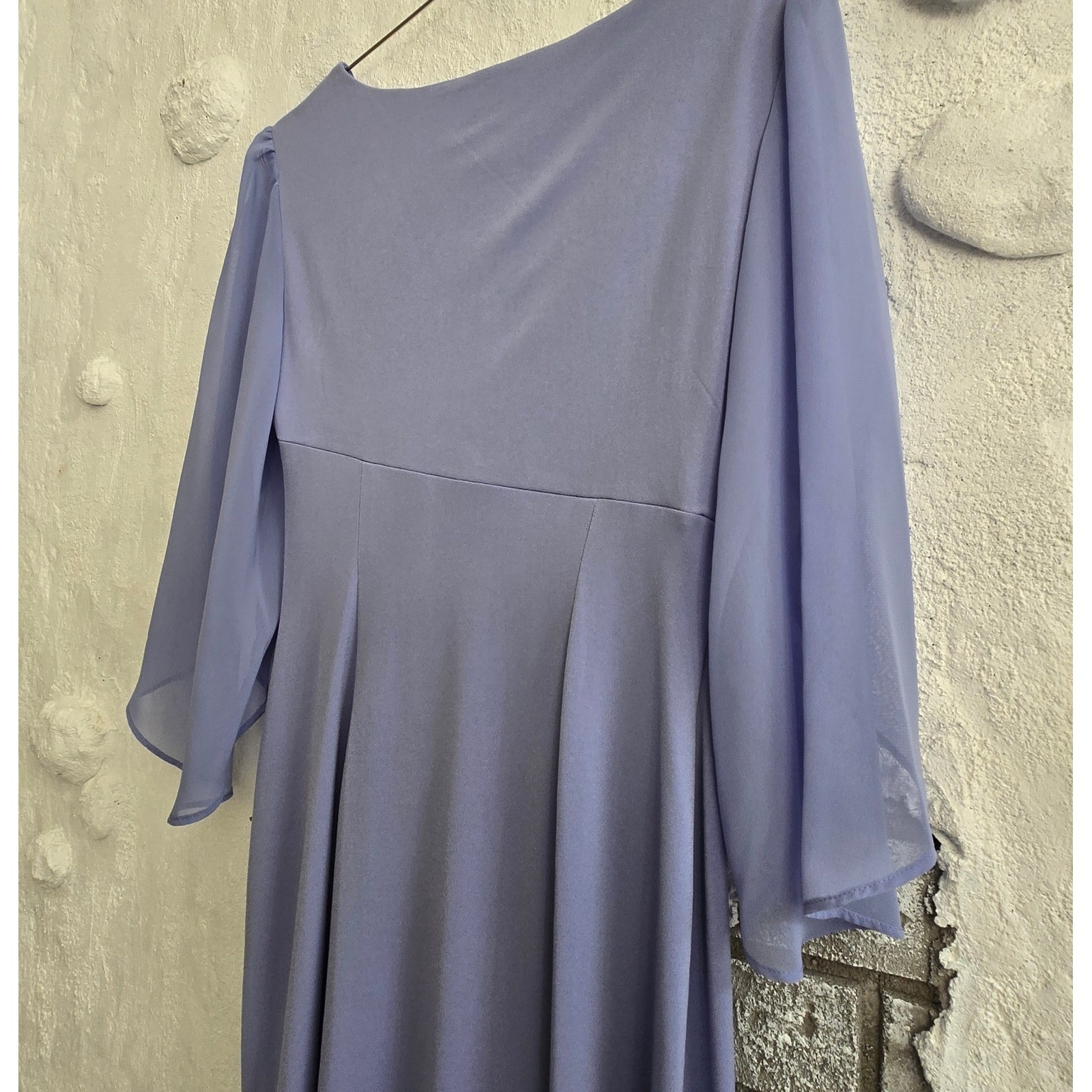 Connected Apparel Lavender Side Knot Chiffon Cape Sleeve Sheath Dress 10