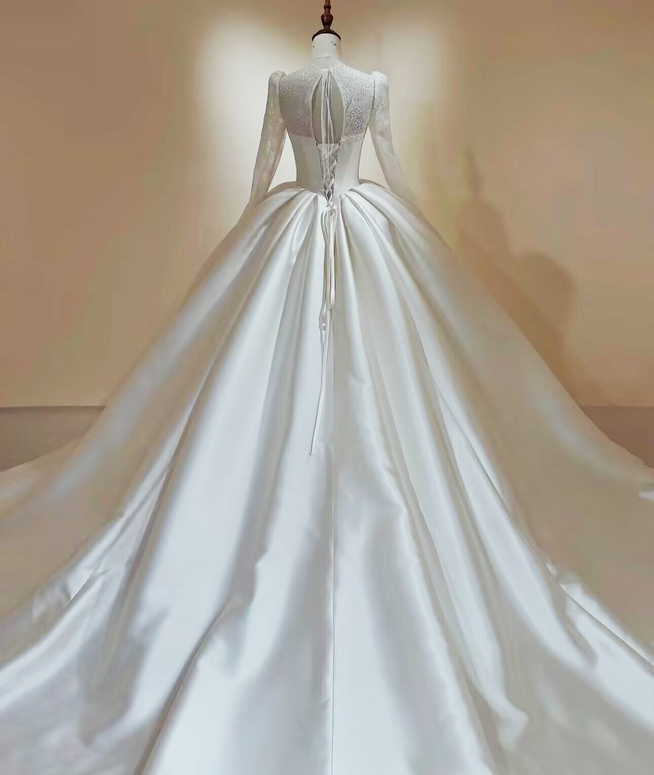 Princess Wedding Dresses Long Sleeves Lace V Neck A Line Elegant Bridal Gowns