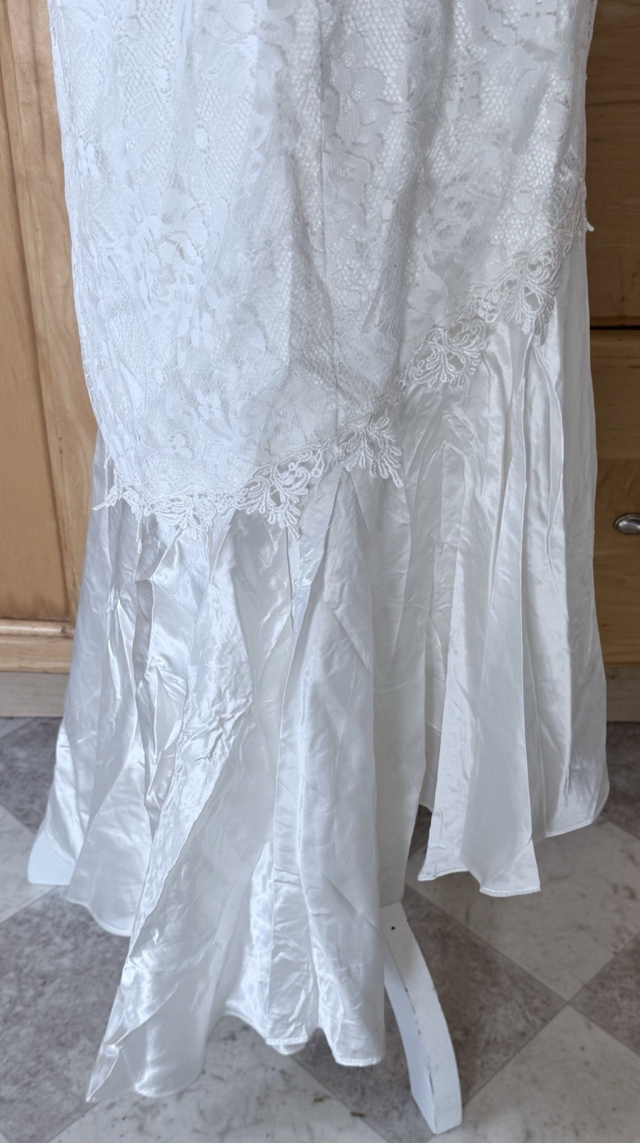 Vtg 1980s Jessica McClintock wedding dress Sz 12 high-neck lace bodice beading