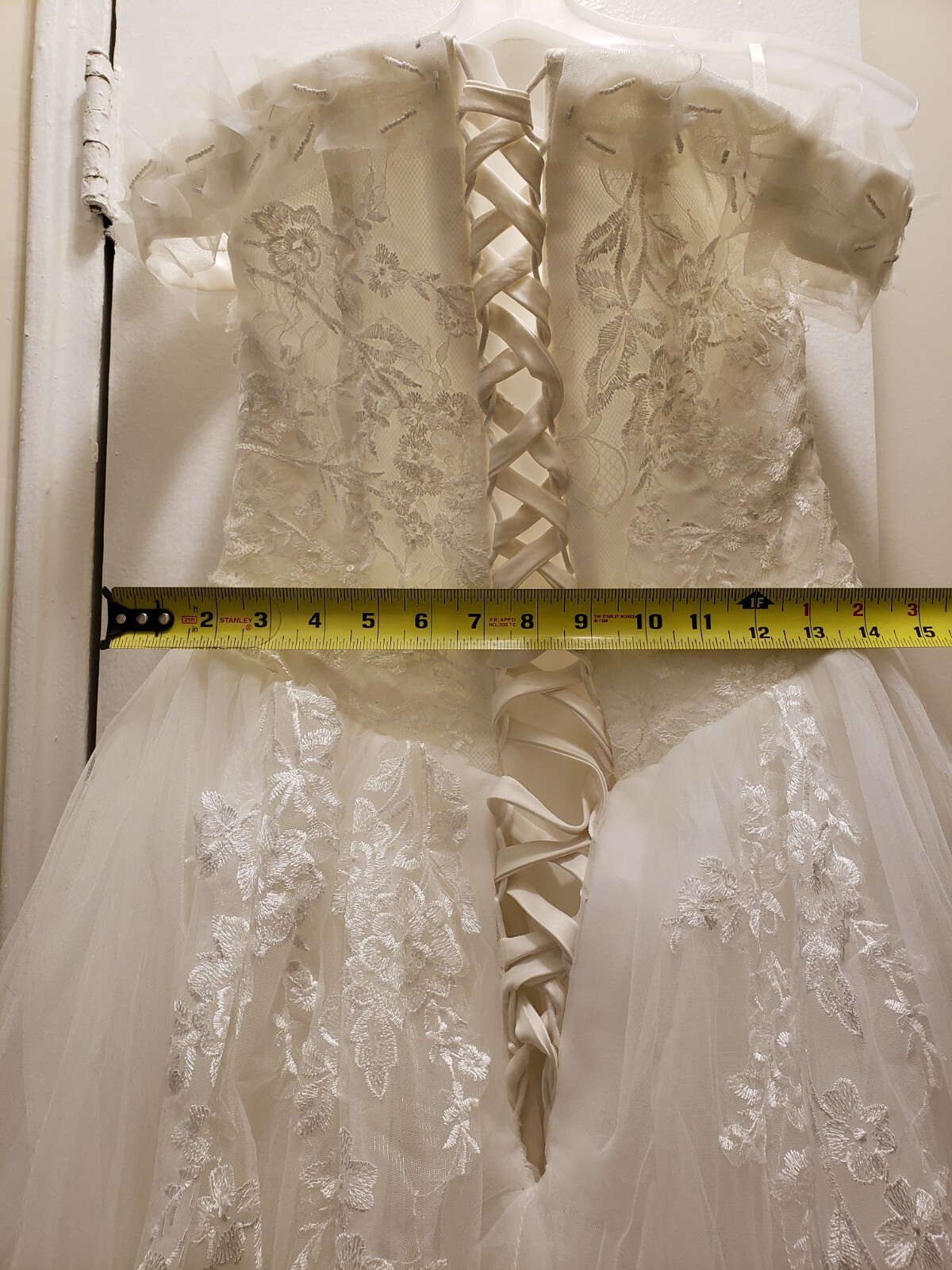 Wedding Dress A-Line Bridal Lace Adjustable Embroidered Ribbon Corset Ivory