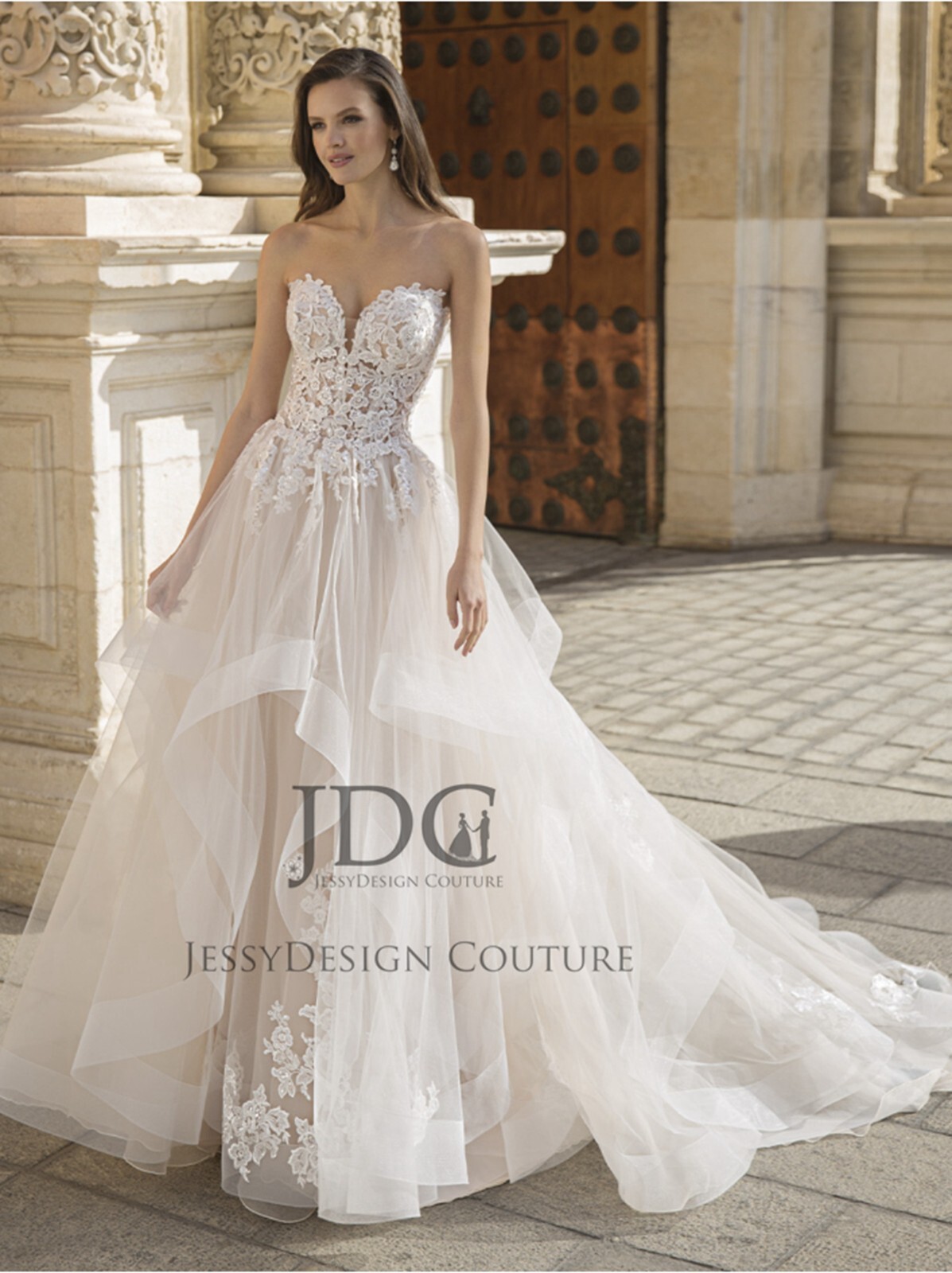 Ruffles Beaded Lace Tulle Wedding Dress Bridal Gown Custom made 2-28W Blush New