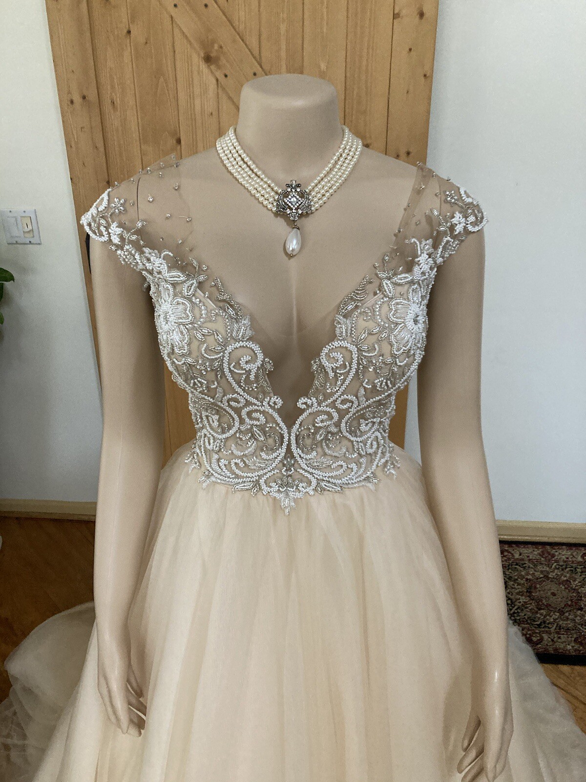 ASHLEY JUSTIN 10417 Bridal Gown Wedding Dress Size 10 NUDE 4702127
