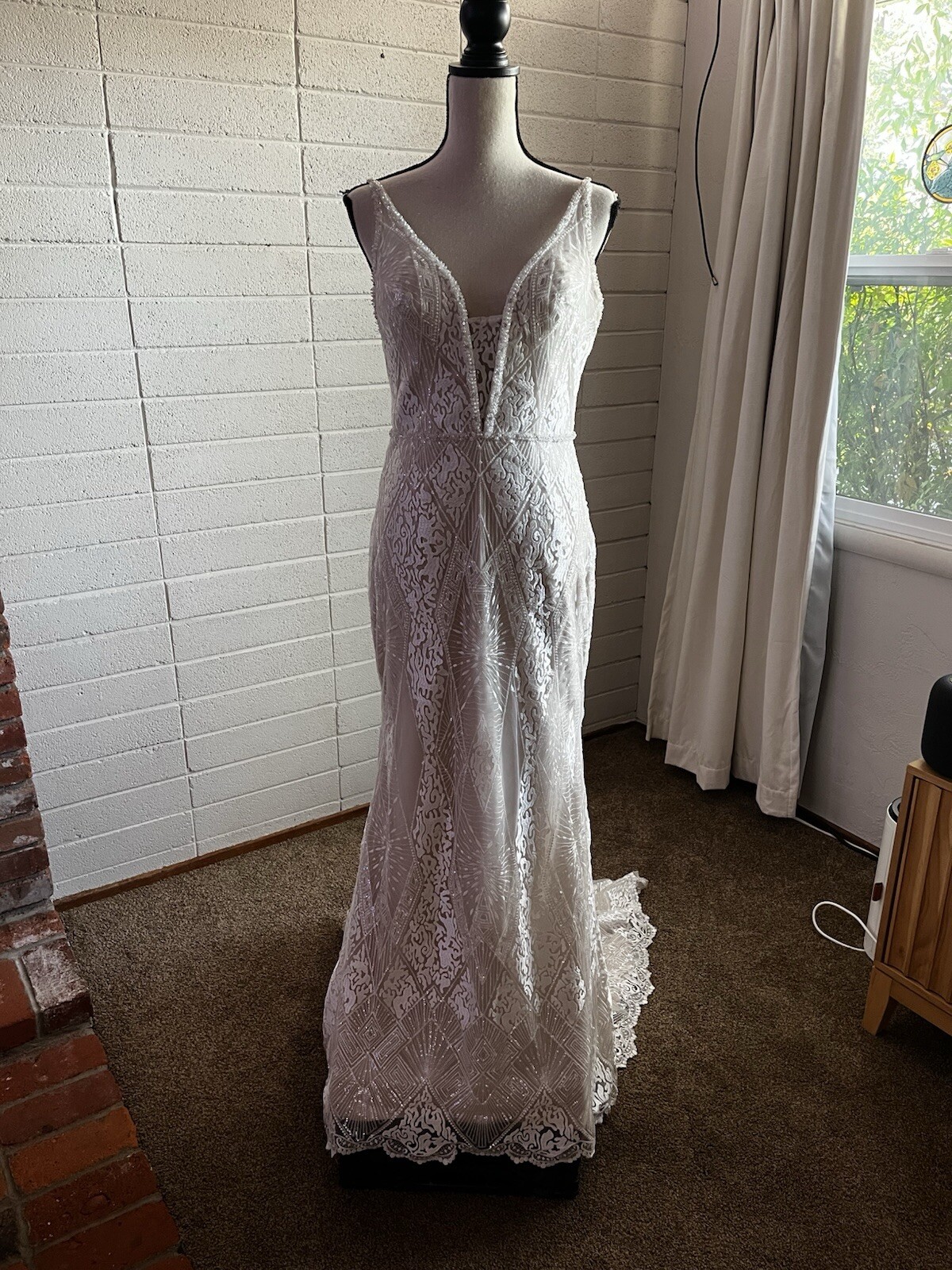Mori Lee Wedding Dress – Boho / Art Deco – Kendra 8201 – Size 7/8 – Summer