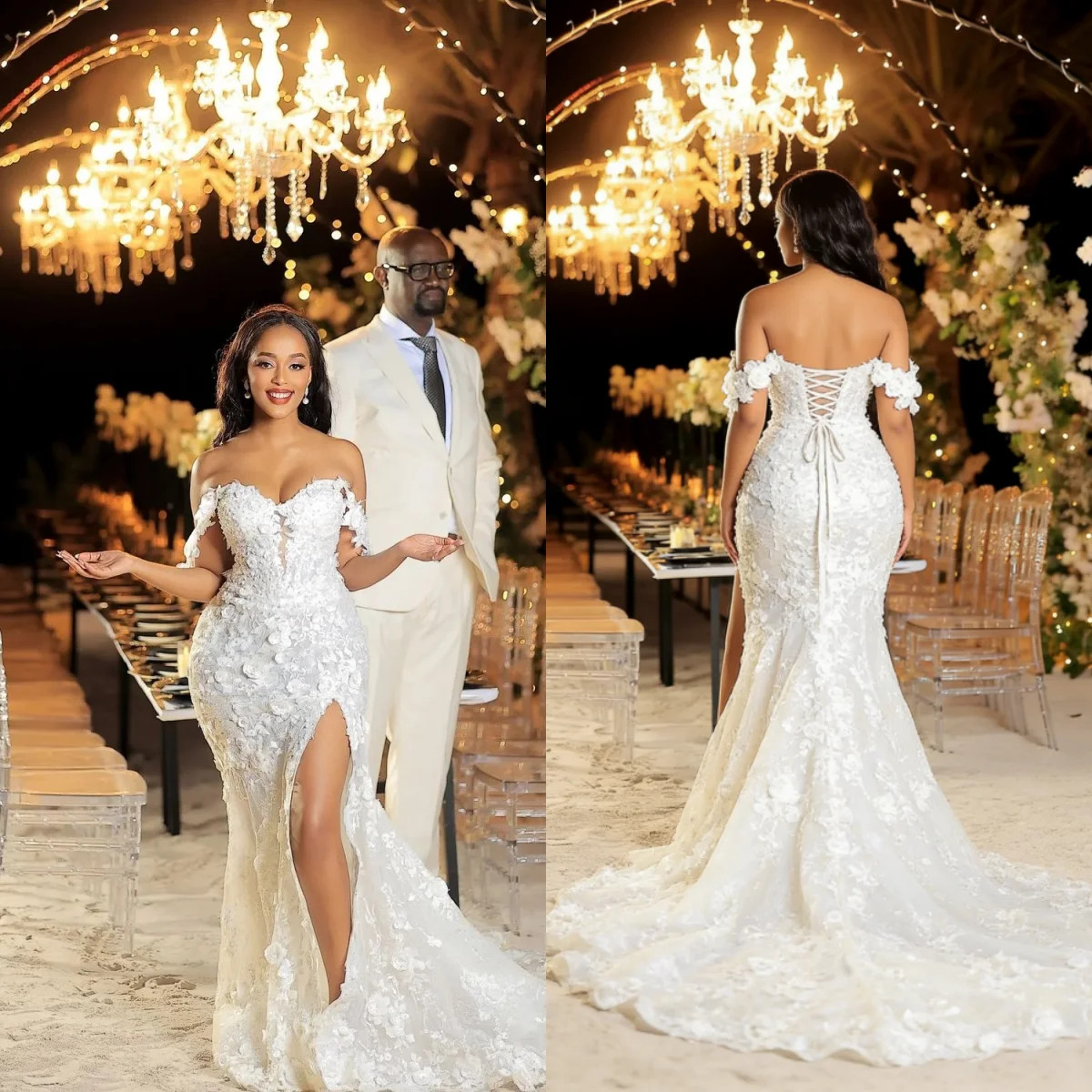 Customized Elegant Mermaid Wedding Dress Shoulder Lace Stickers Decorative Strap