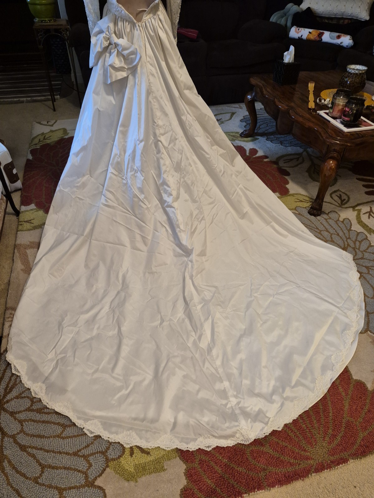 Unbranded Beaded And Laced XS Wedding Dress With Long Train