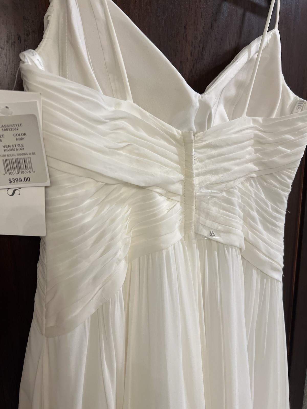 David’s Bridal Ivory Chiffon A-Line Full-Length V-Neck Sleeveless Dress 8