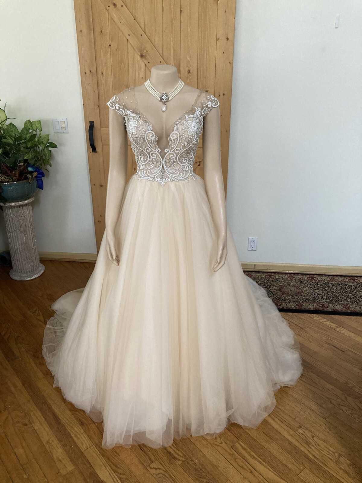 ASHLEY JUSTIN 10417 Bridal Gown Wedding Dress Size 10 NUDE 4702127