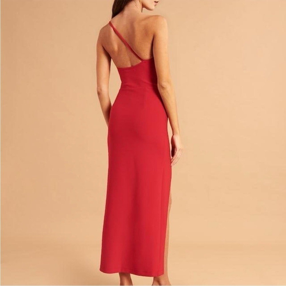 Abercrombie Asymmetrical One-Shoulder Maxi Dress Red Size Small Wedding Guest