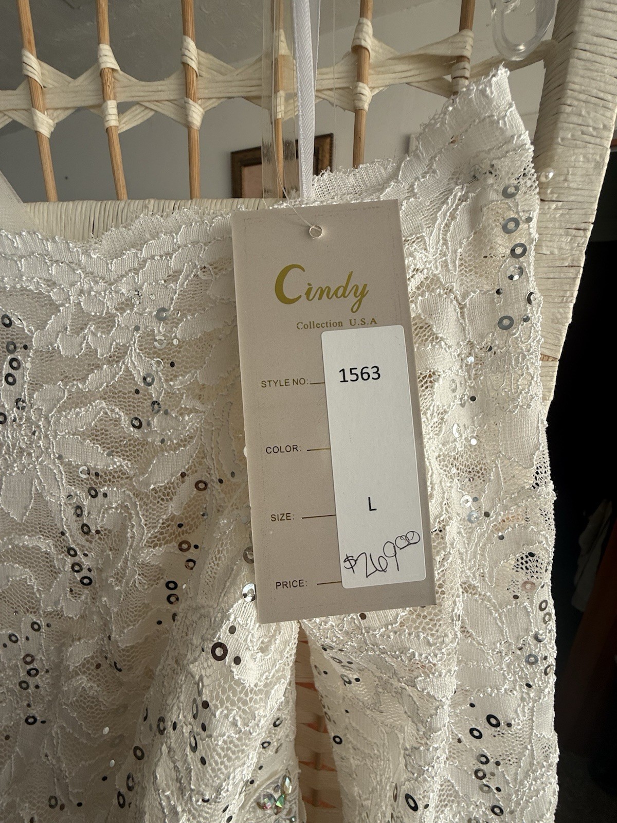 Cindy Collection U.S.A Lace Off-Shoulder Long Sleeve Sheath Sz L