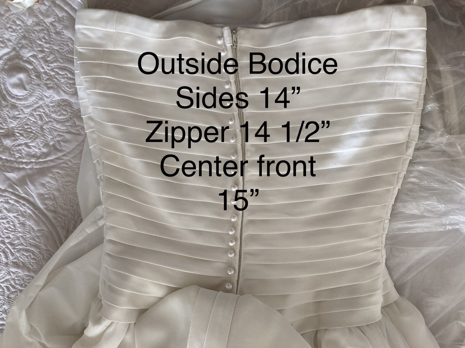 Oleg Cassini Wedding Gown Strapless Ivory Sz12 – Fits 5’2” Strapless Organza
