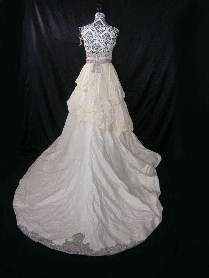 Victor Harper Couture Wedding Dress Silk Swarovski Crystals Ivory Size 6-8