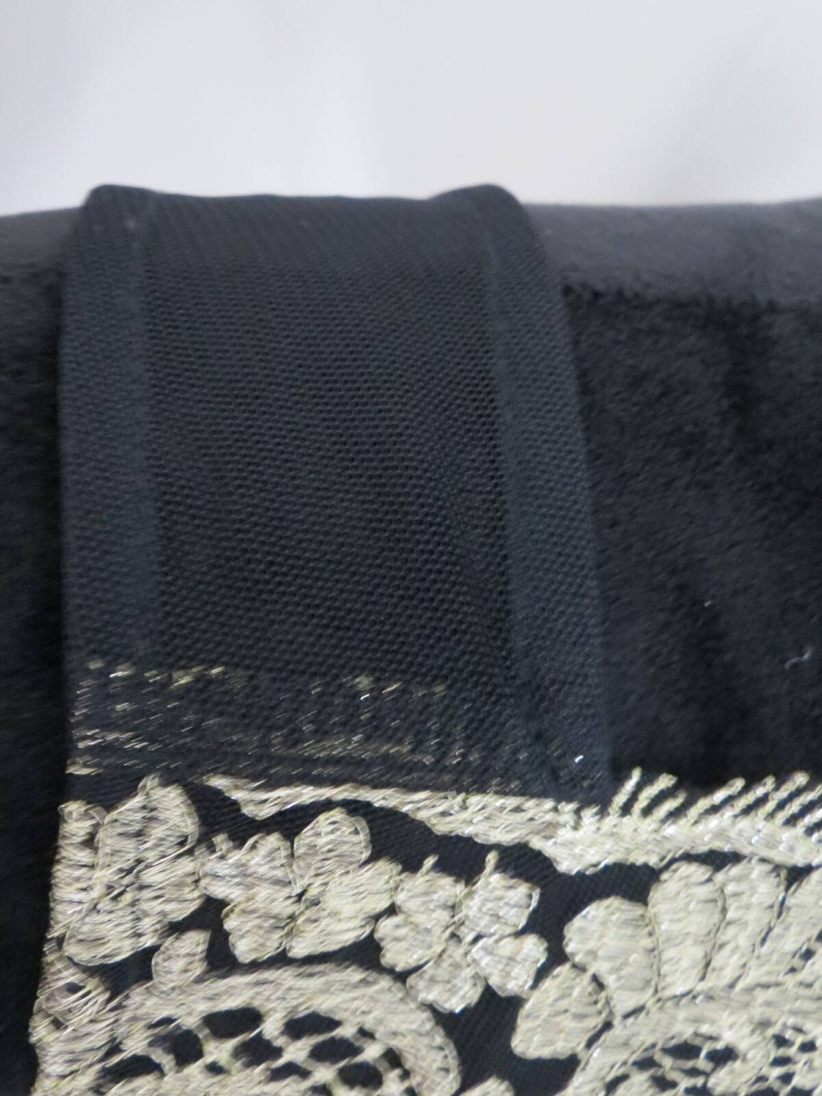 NWT JODI KRISTOPHER BLACK & GOLD METALLIC ORNATE FORMAL SHEER TOP- SIZE 1