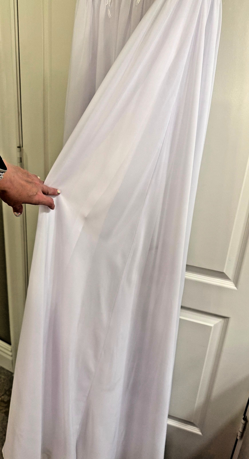 NWT Boho Wedding Dress Size 14 Ivory Lace Chiffon A-Line Bridal Gown w/ Train