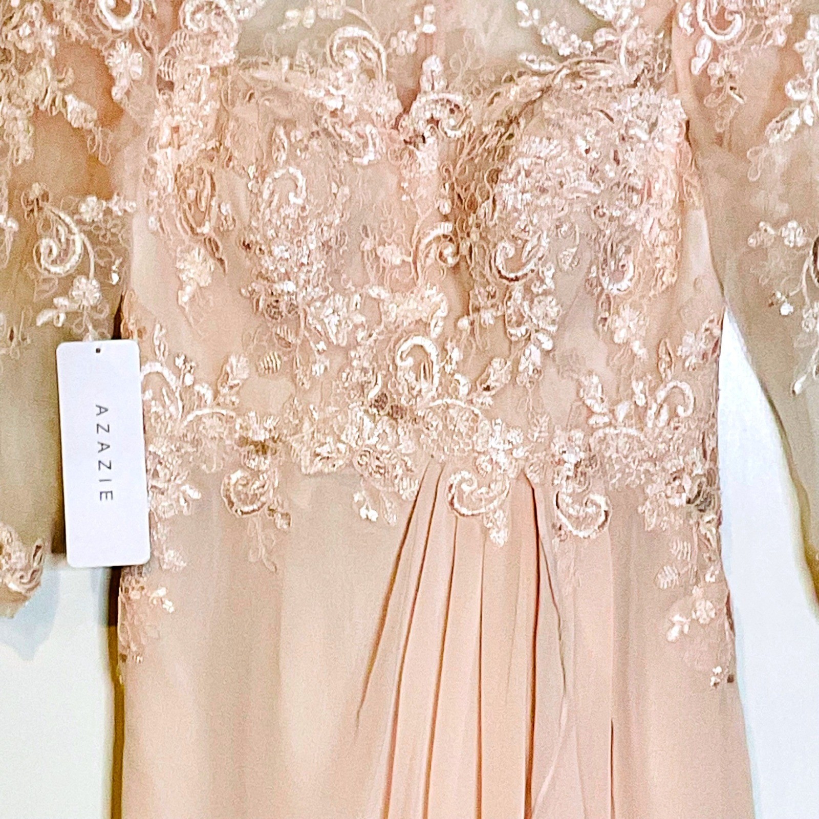 Azazie Calanthe Women’s Formal Dress Blushing Pink A-Line Scoop Chiffon Dress 2
