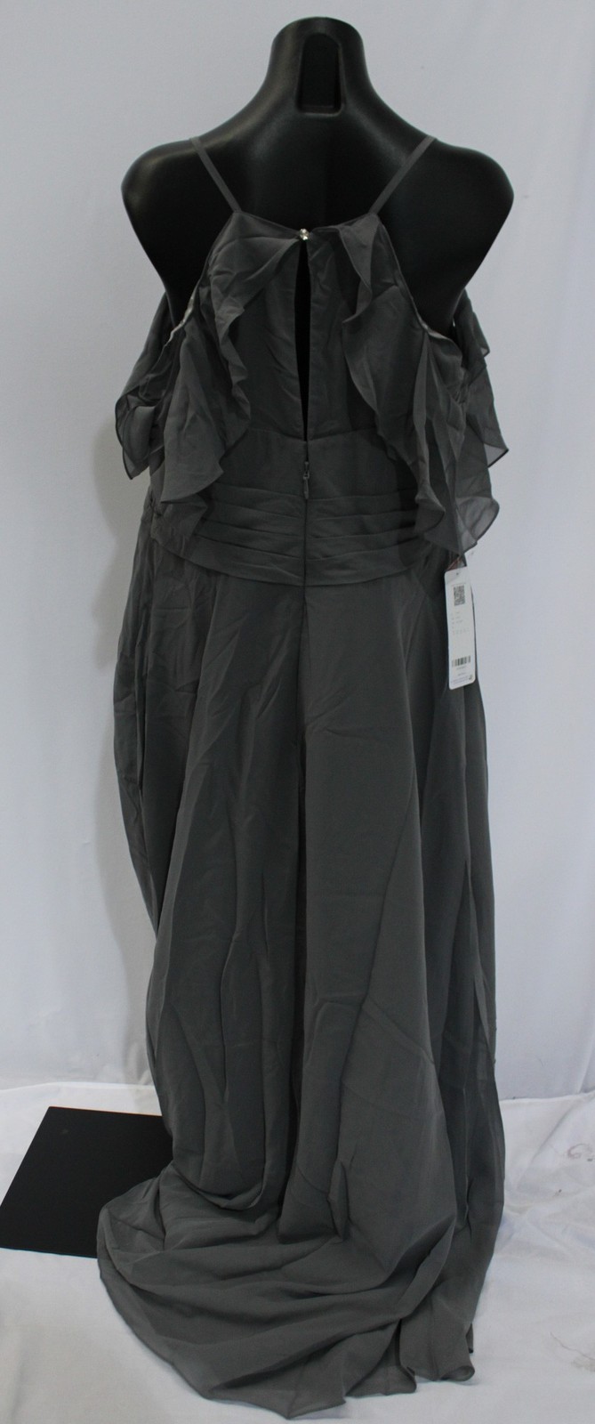 Azazie Womens Dakota A-Line V-Neck Pleated Chiffon Dress AP2 Steel Gray Size:A16