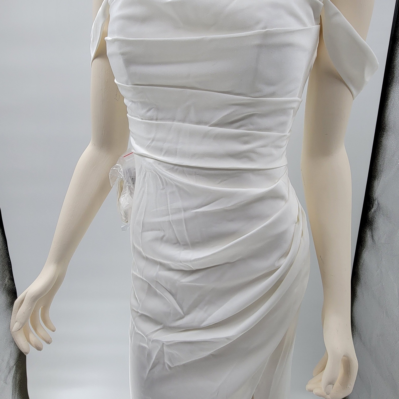 AZAZIE Moonlight Wedding Dress 04 Diamond White Off Shoulder Ruched Button Back