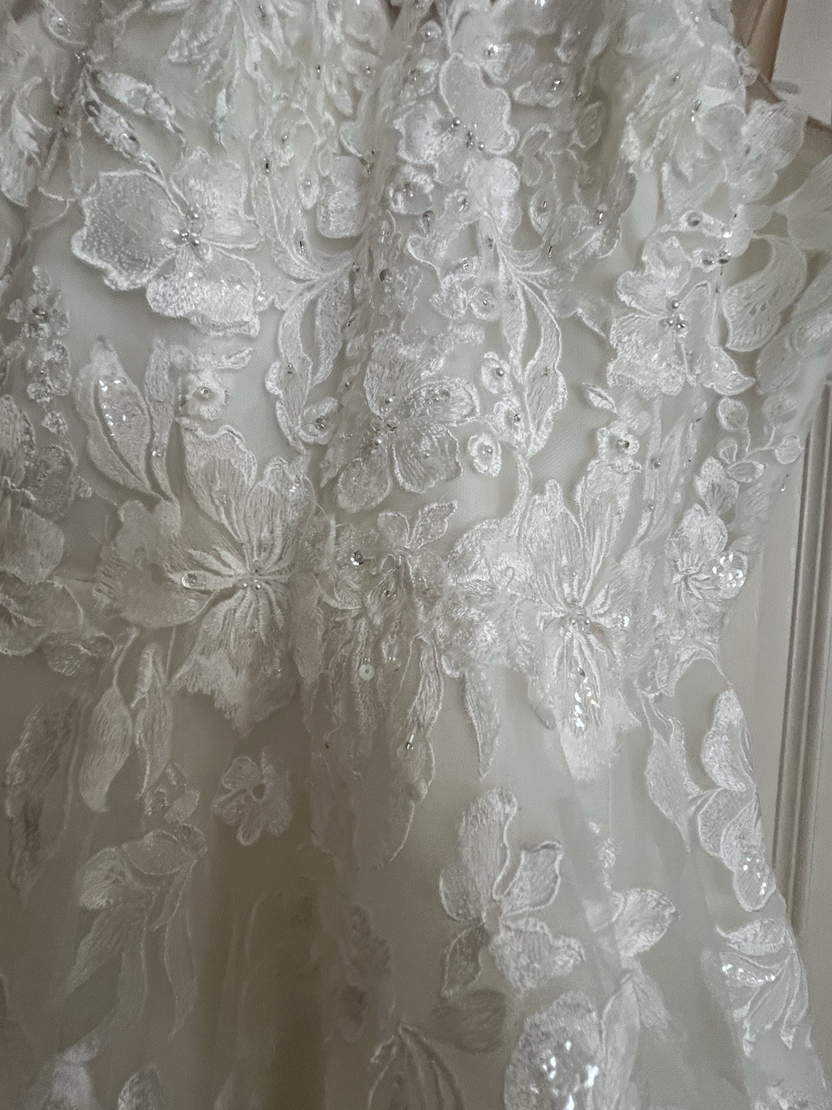 Oleg Cassini White Lace Sleeveless High Neck Wedding Dress
