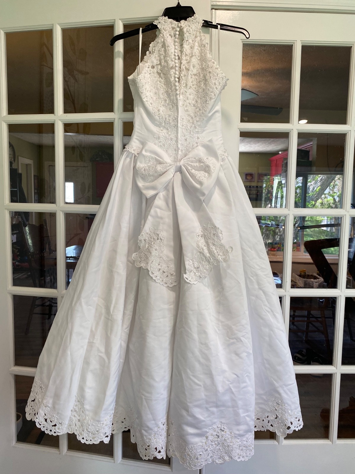 Wedding Dress Sweetheart Gowns Sz o6 White Beaded Sequins Detachable Train BOW!