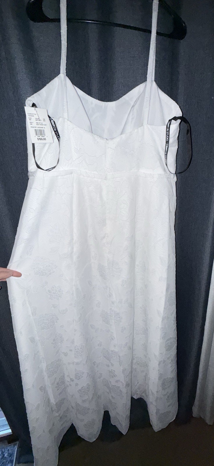 David’s Bridal Soft White Spaghetti Strap Jacquard A-Line Dress 18W NWT
