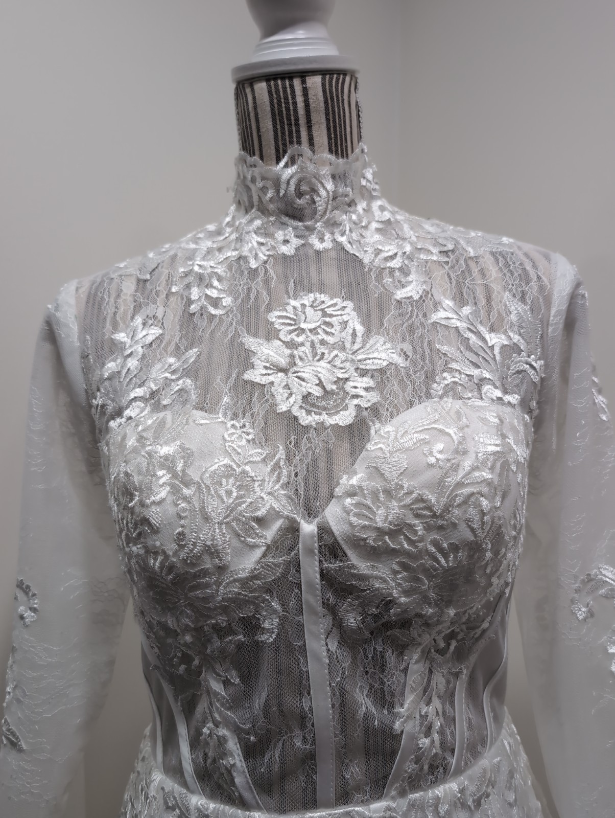 Women’s White Lace Applique High Neck Short Wedding Dress Angel Whimsy Coquette