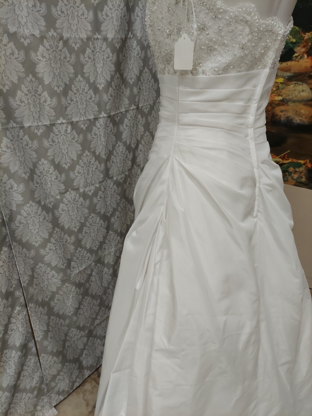 **Edan Bridal Size 8 White Beaded Embroderery Pleated Torso Wedding Dress**