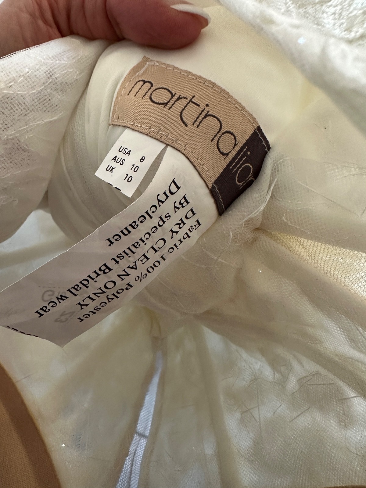 Martina Liana Ivory Lace Wedding Dress 1305 Sz 8 New Never Worn RV $3300
