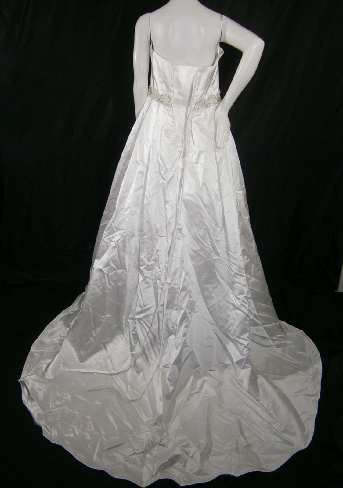 Casablanca Wedding Dress Ball Gown 12 Ivory Satin Beaded Belt Corset Elegant