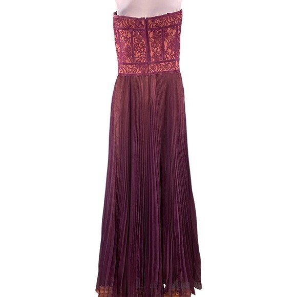 Tadashi Shoji Reeve Strapless Lace Bodice Gown Burgundy Size 4