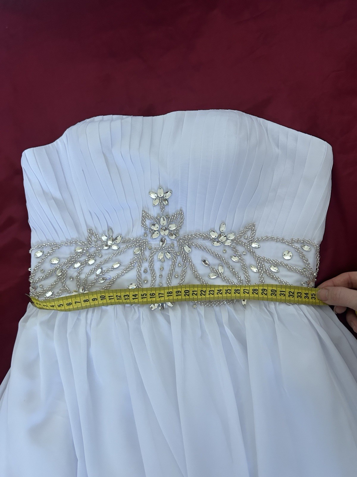 Wedding dress white size 36 S A-line strapless beading New