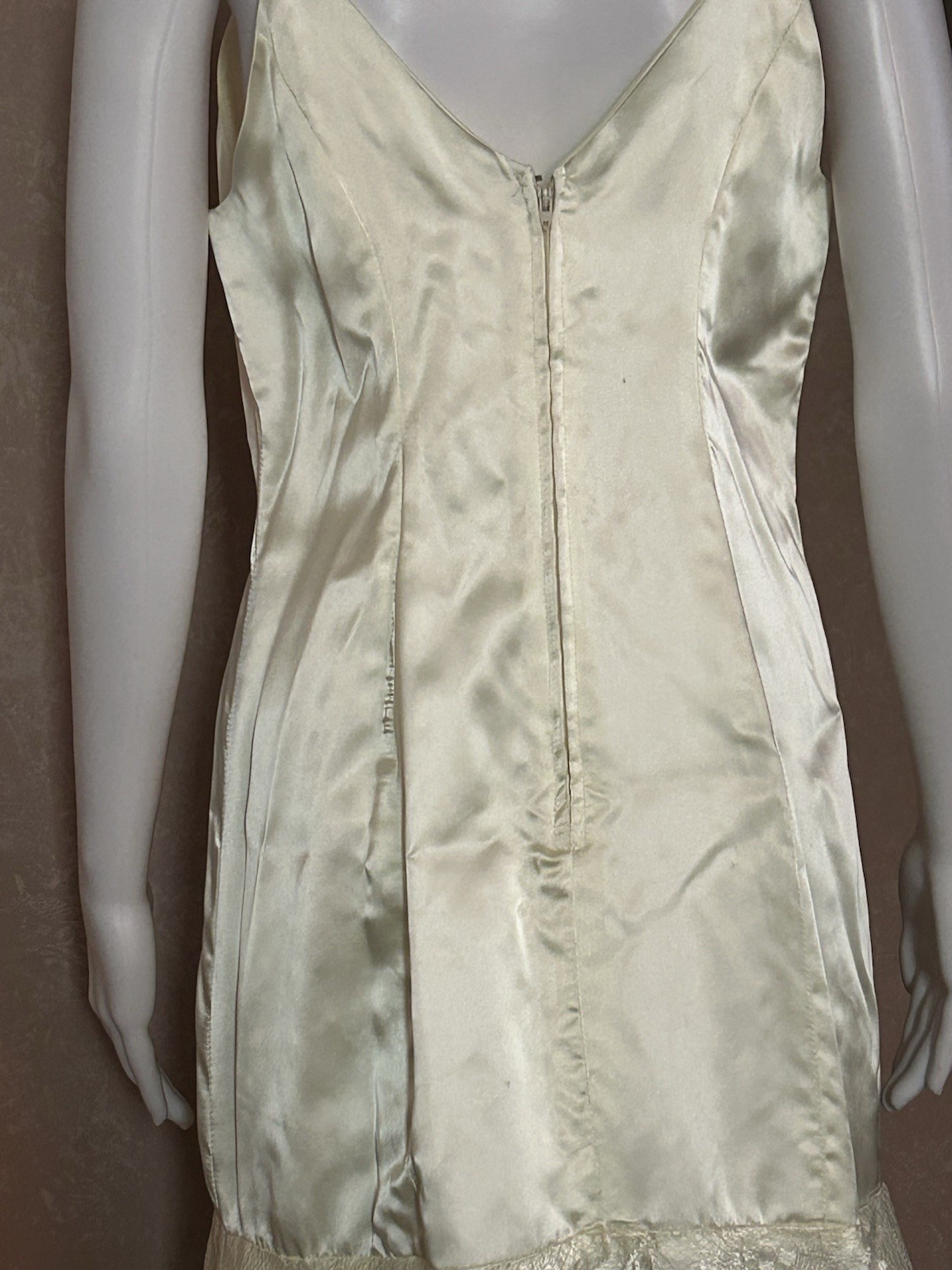 WEDDING DRESS Lace Top Over Mid Calf Satin And Lace Tea Length Dress Size 8