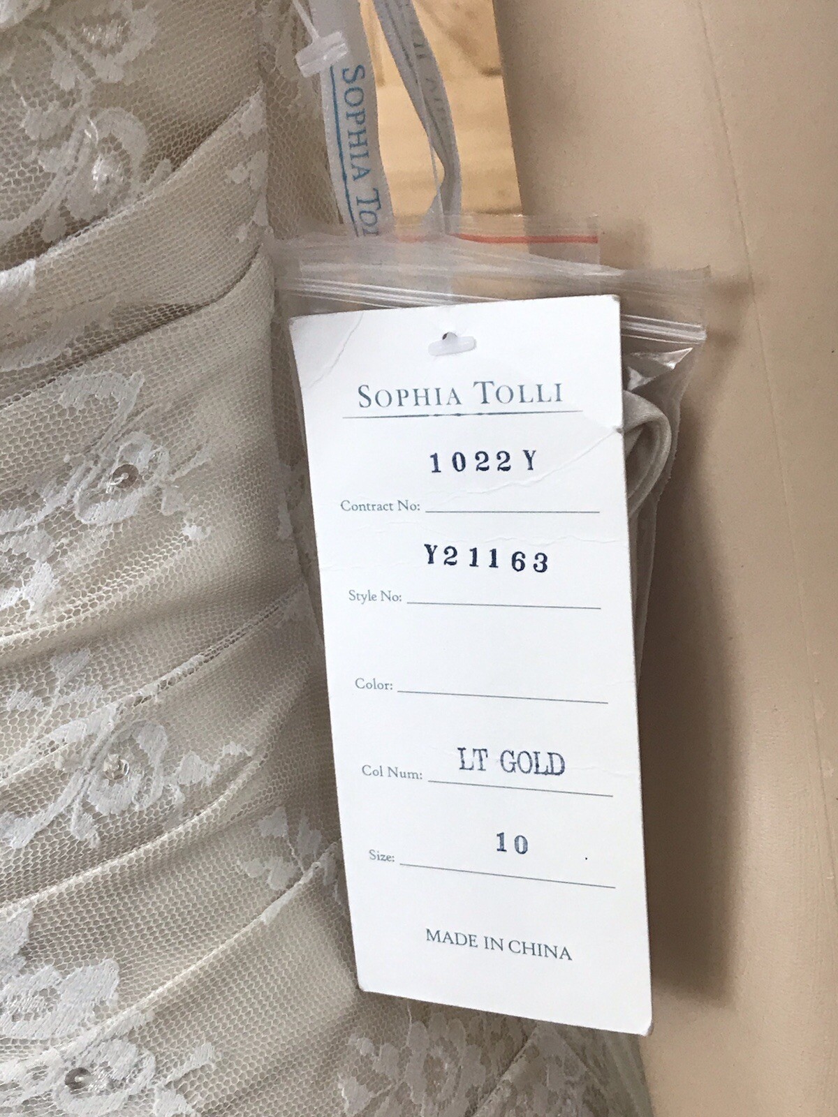 Modern & Classy Sophia tolli wedding Gown Light Gold. Size 10. NWT