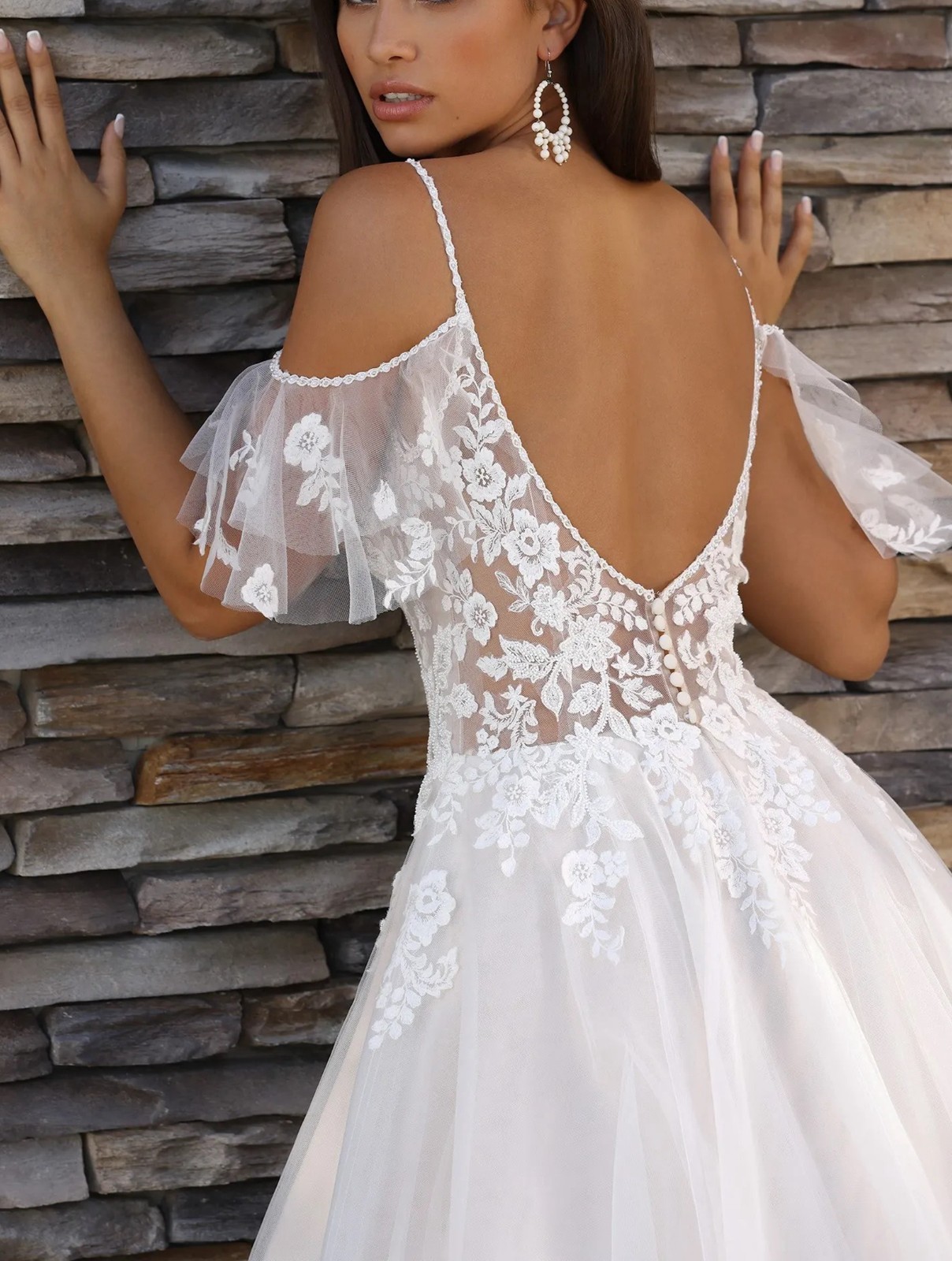 Boho Wedding Dress Wedding Dress Custom Made 32-60 Lace Soft Tulle Straps