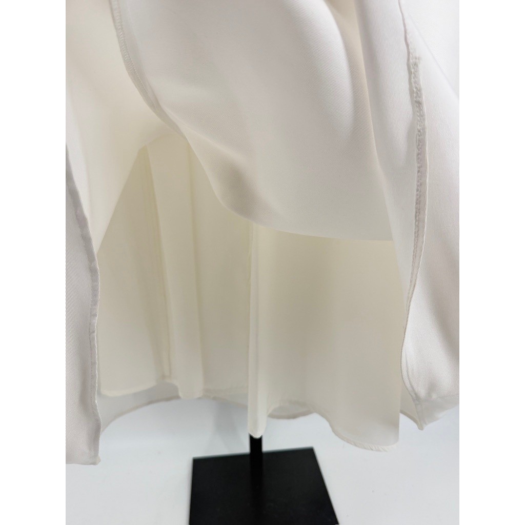Amsale White Sleeveless A-Line Formal Gown Scoop Neck Fitted Bodice Bridal Maxi