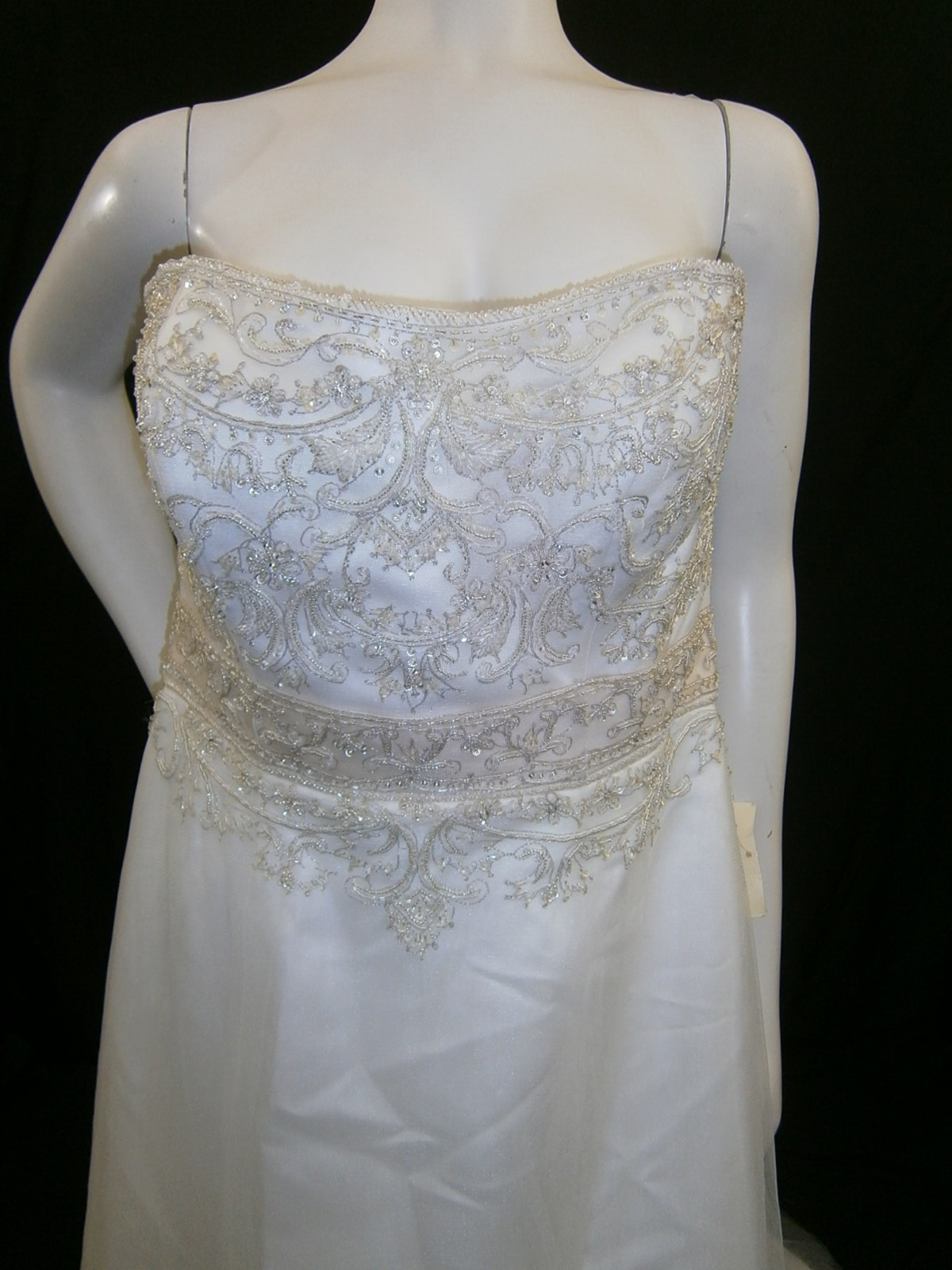 Casablanca Wedding Dress Ball Gown 16-18 White Taffeta Beaded Champagne Elegant