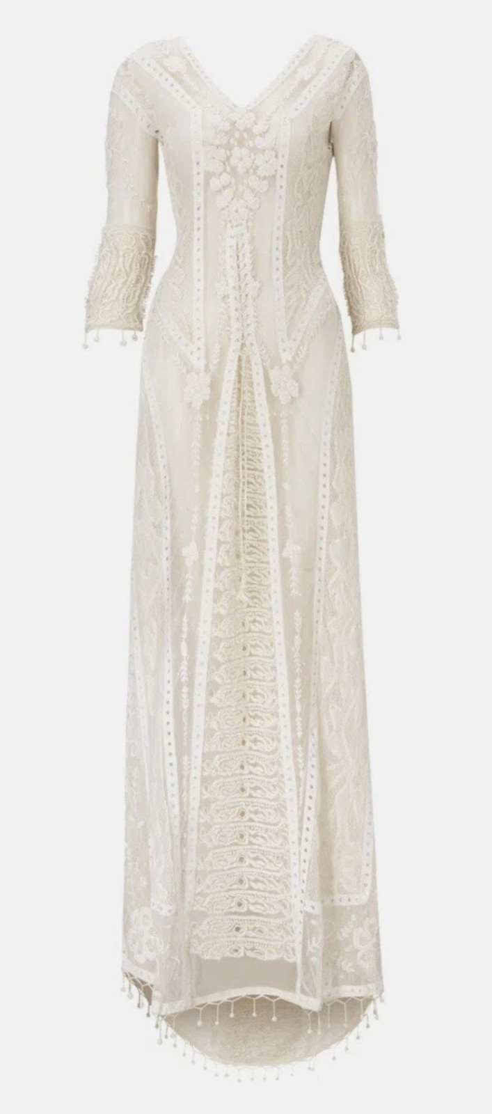 Top Shop Kate Moss Lace Crochet IVORY Maxi Wedding Dress | Size 10