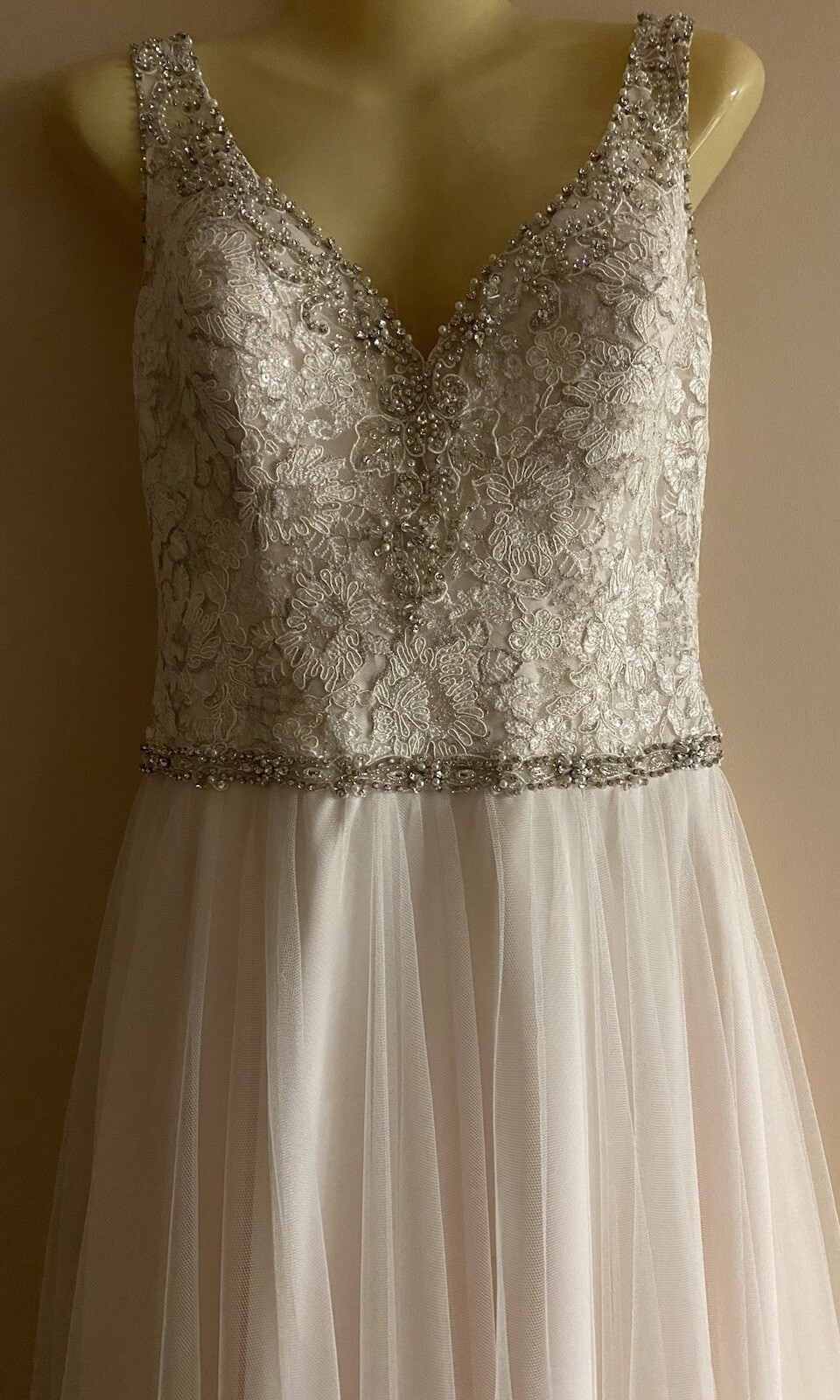 NEW Allure Bridal Wedding Dress NOT ALTERED Ivory & Pinkish Color Size 12