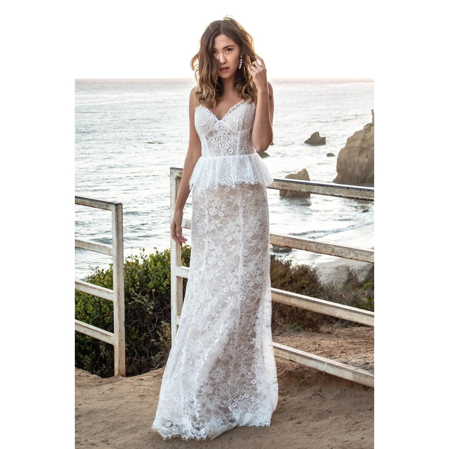 NWT by Watters Marmelade Illusion Lace Wedding Dress White Sz 4