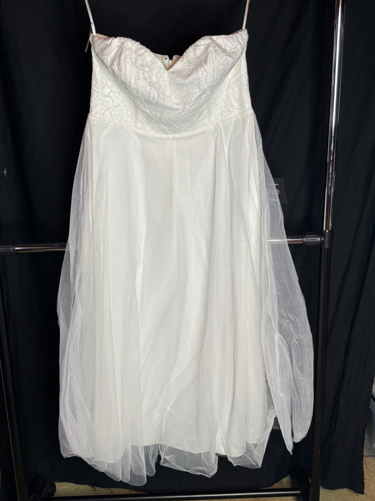 NEW Lulu’s Strapless White Chiffon Midi Reception Dress Bridal Gown Wedding S