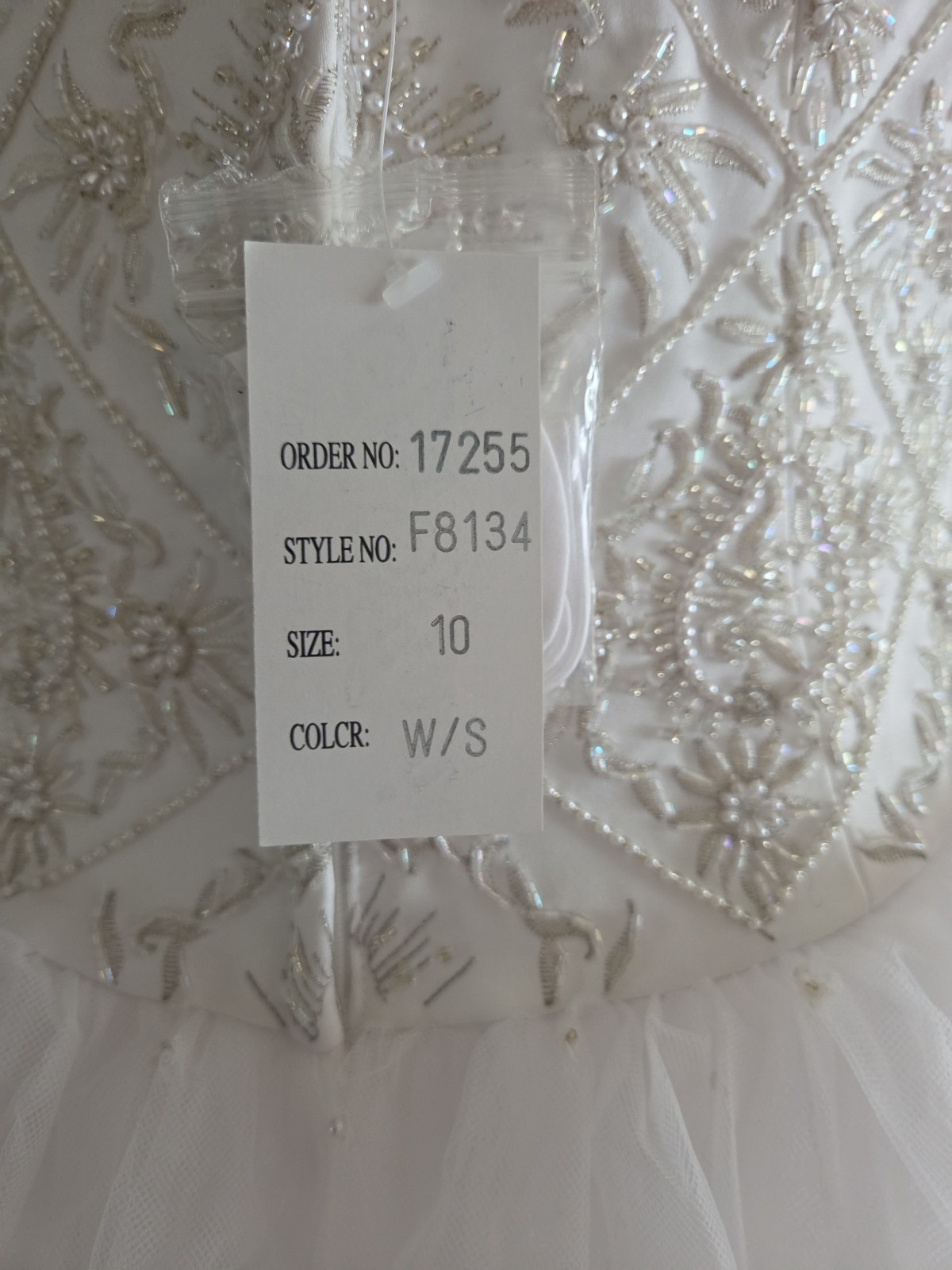 DaVinci Wedding Ball Gown 10 White Silver Beaded Bodice Tulle Skirt #F8134 NWT