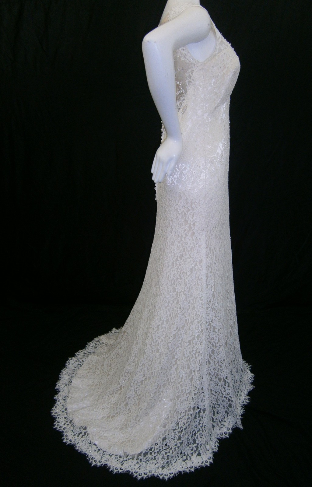 Essense of Australia D1848 Wedding Dress 12 Ivory Cafe Lace llusion Sparkles