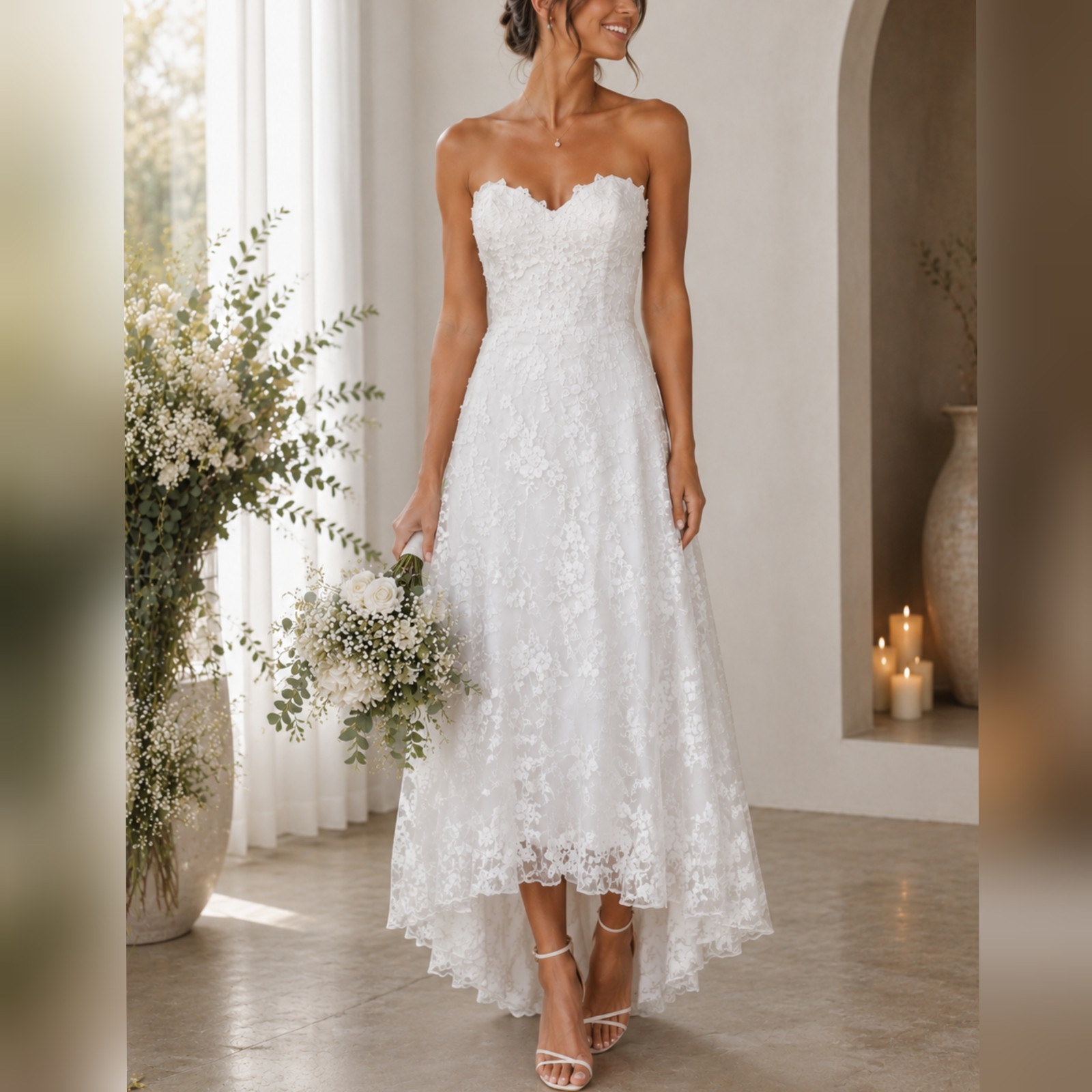 Unbranded White Sweetheart neckline Lace casual Wedding Dress sz 6