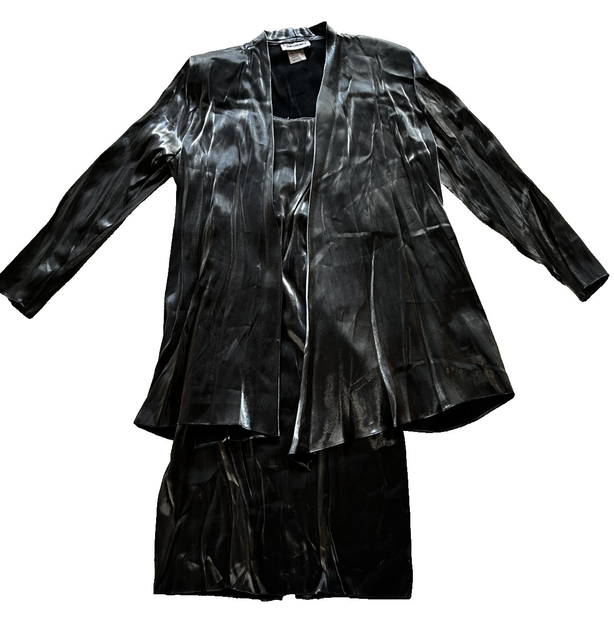 Positive Influence 2 Piece Polyester Shinny Dark Gray Dress Outfit Size 12