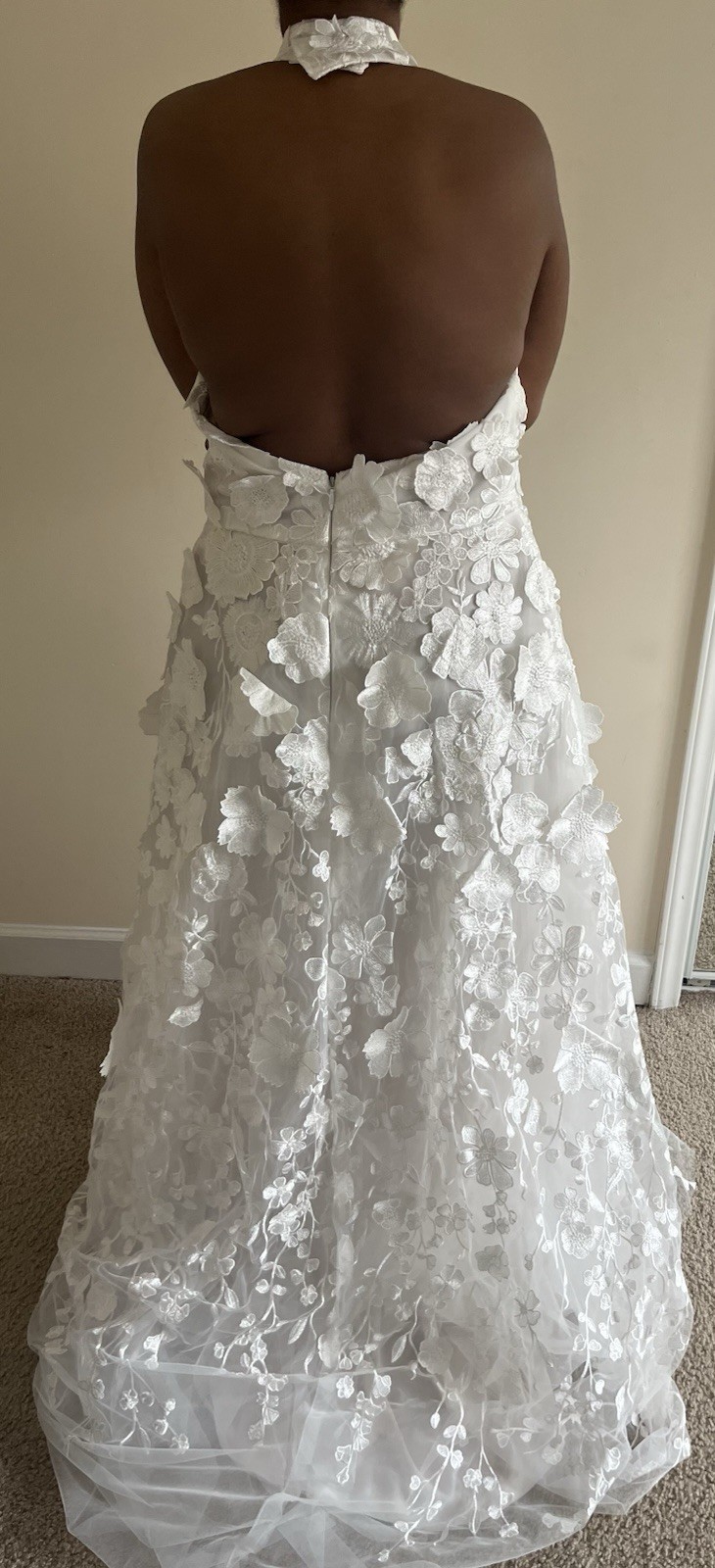 3D Floral Halter Neck Wedding Dress 1X