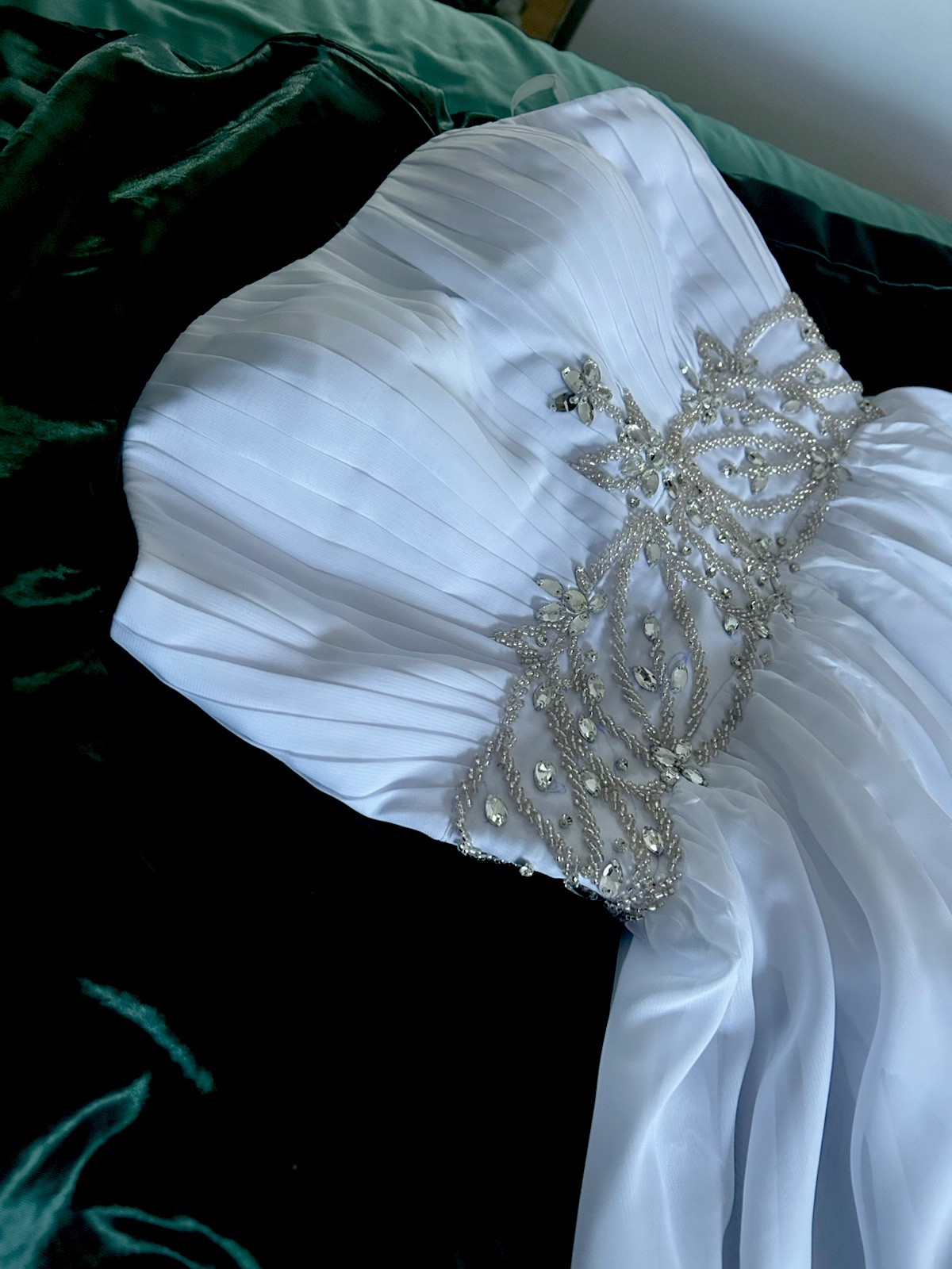 Wedding dress white size 36 S A-line strapless beading New