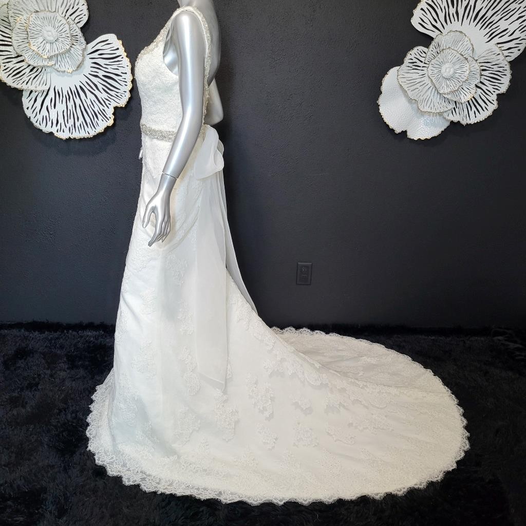 NWT~$1355~MORILEE~SZ 6/8~IVORY EMBELLISHED FIT & FLARE WEDDING DRESS GOWN