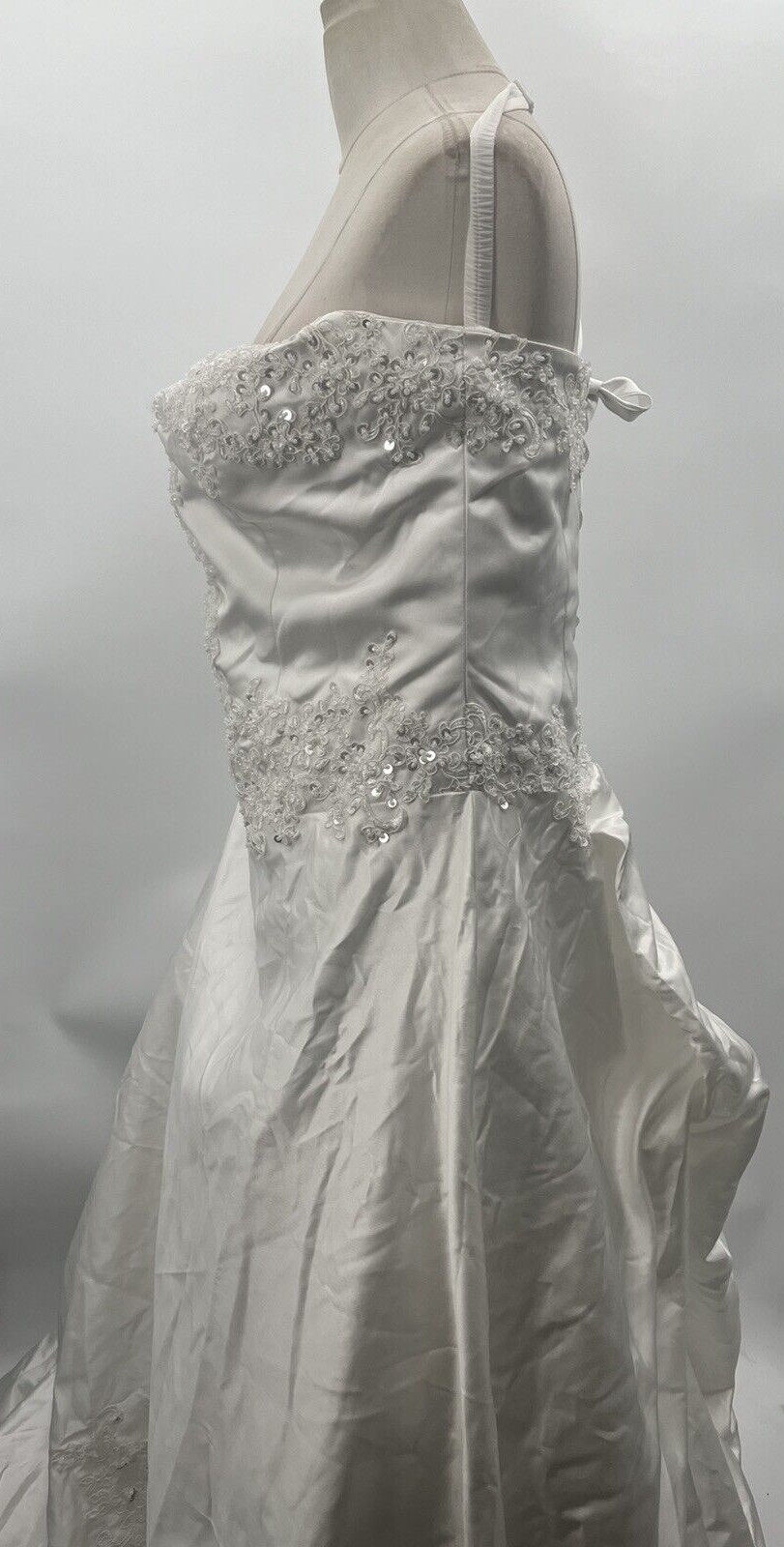 Women’s Beaded Sleeveless Corset Back White Wedding Bridal Dress Custom Size