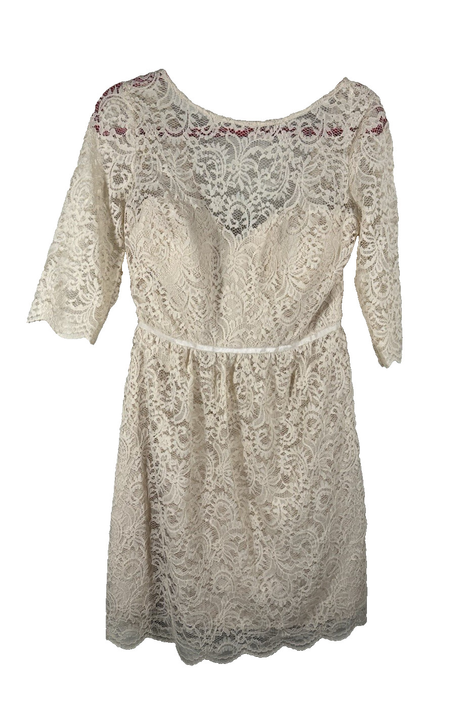Jenny Yoo JY510 Short Lace 3/4 Sleeve Dress Simple Bridal Gown in Palomino READ