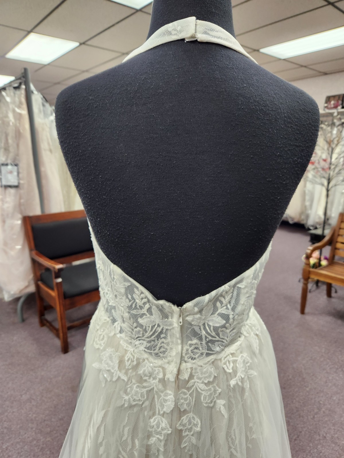 Private Label Shivani Size 8 Ivory/Stone Halter Neck Bridal Gown/Wedding Dress
