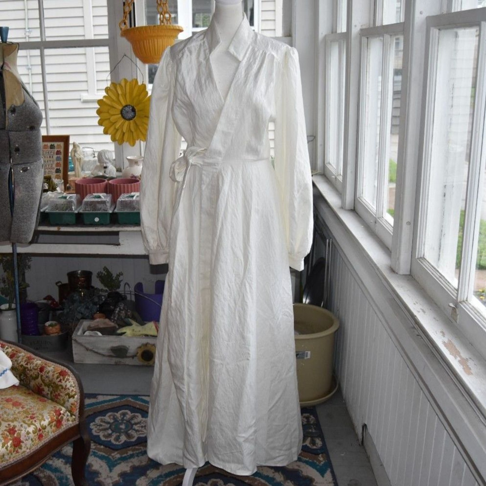 Designer Madeleine Simon White Rayon Blend Wrap Maxi Dress NWT Small Bridal Boho