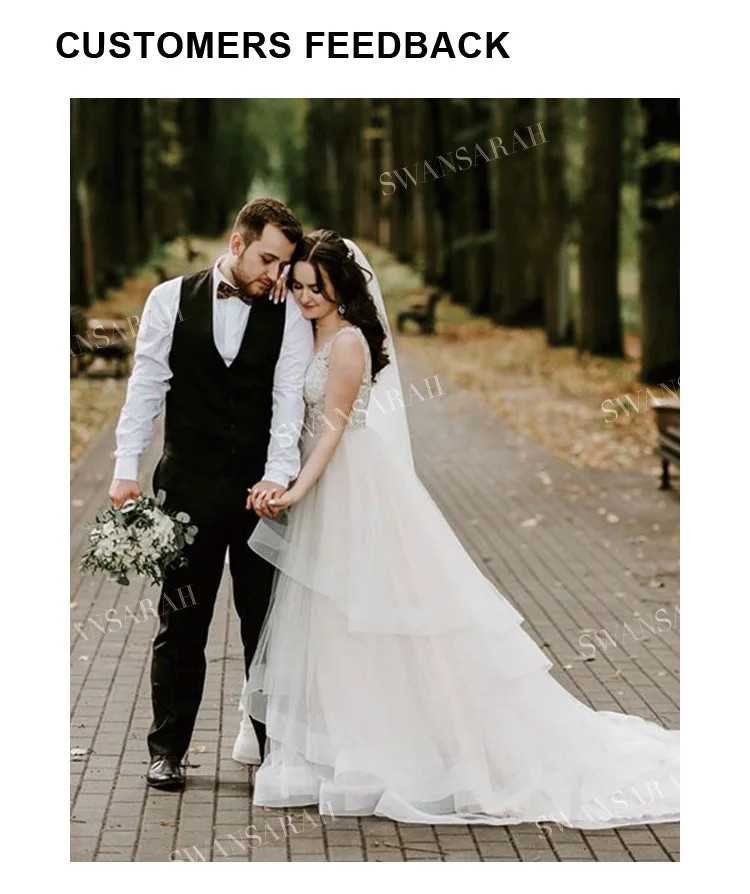Luxury Sleeveless Wedding Dress Vneck Open Back A-Line Beach Princess Bride Gown